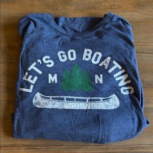 Blue Graphic Tee with Boating Print